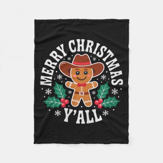 Merry Christmas Yall Gingerbread Cowboy Howdy West Fleecedecke (Vorderseite)