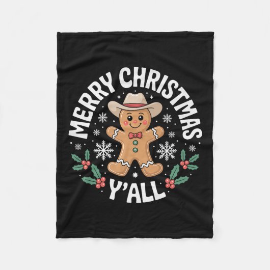 Merry Christmas Yall Gingerbread Cowboy Howdy West Fleecedecke (Vorderseite)