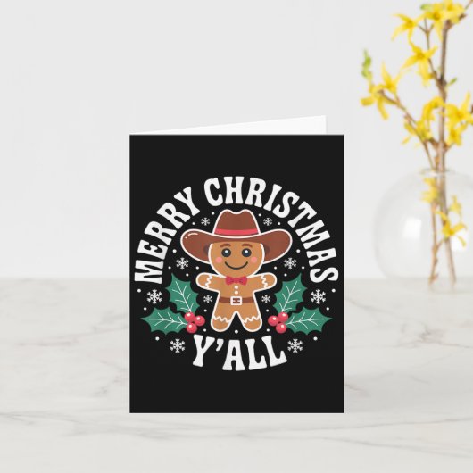 Merry Christmas Yall Gingerbread Cowboy Howdy West Karte (Gelbe Blume)