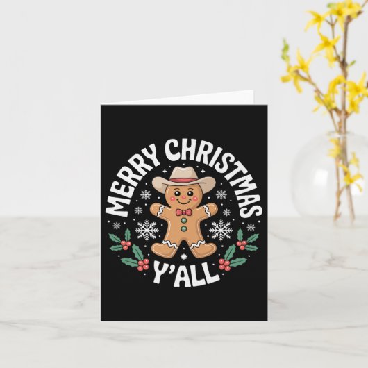 Merry Christmas Yall Gingerbread Cowboy Howdy West Karte (Gelbe Blume)