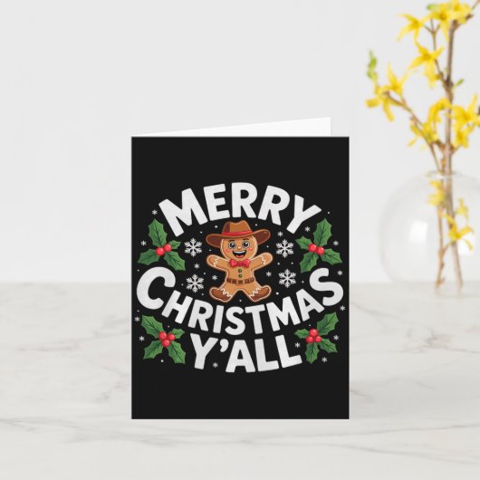 Merry Christmas Yall Gingerbread Cowboy Howdy West Karte (Gelbe Blume)