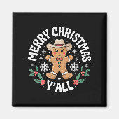 Merry Christmas Yall Gingerbread Cowboy Howdy West Magnet (Vorne)
