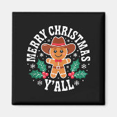 Merry Christmas Yall Gingerbread Cowboy Howdy West Magnet (Vorne)