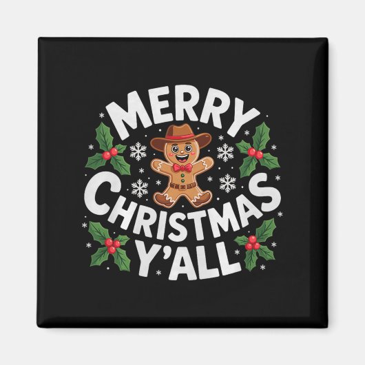 Merry Christmas Yall Gingerbread Cowboy Howdy West Magnet (Vorne)