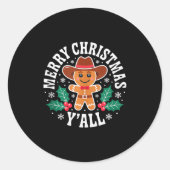 Merry Christmas Yall Gingerbread Cowboy Howdy West Runder Aufkleber (Vorderseite)