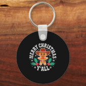 Merry Christmas Yall Gingerbread Cowboy Howdy West Schlüsselanhänger (Vorderseite)
