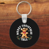 Merry Christmas Yall Gingerbread Cowboy Western Xm Schlüsselanhänger (Vorderseite)