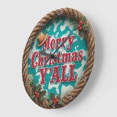 Merry Christmas Y'All Große Wanduhr (Winkel)