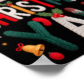 Merry Christmas Y'all Santa Hat Crochet Knitting Q Poster (Ecke)