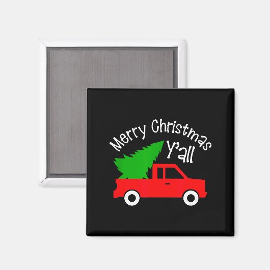Merry Christmas Y'all Shirt Funny Cute Red Truck T Magnet (Vorderseite/Rückseite)