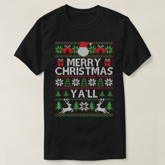 Merry Christmas Ya'll Southerner Holiday Gift Ugly T-Shirt (Design vorne)
