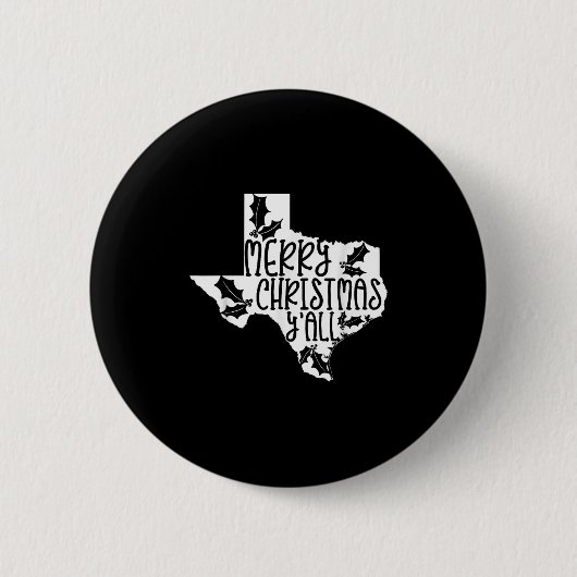 Merry Christmas Yall Texas Mistletoe White Graphic Button (Vorderseite)