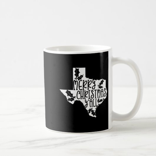 Merry Christmas Yall Texas Mistletoe White Graphic Kaffeetasse (Rechts)