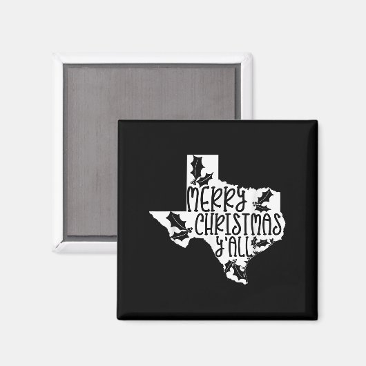 Merry Christmas Yall Texas Mistletoe White Graphic Magnet (Vorderseite/Rückseite)