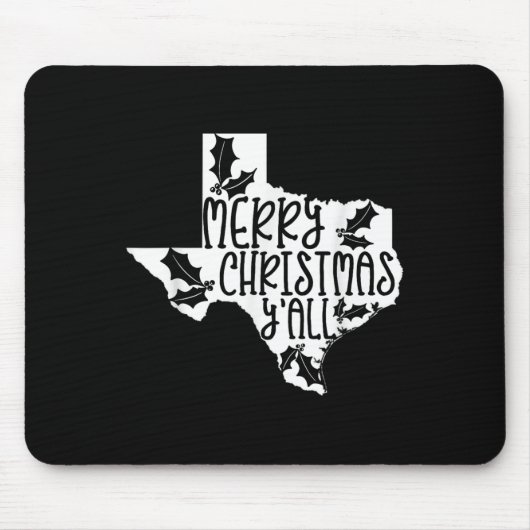 Merry Christmas Yall Texas Mistletoe White Graphic Mousepad (Vorne)