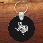 Merry Christmas Yall Texas Mistletoe White Graphic Schlüsselanhänger (Vorderseite)