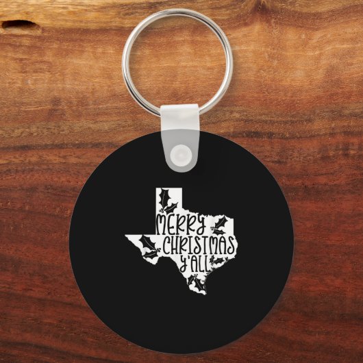 Merry Christmas Yall Texas Mistletoe White Graphic Schlüsselanhänger (Vorderseite)