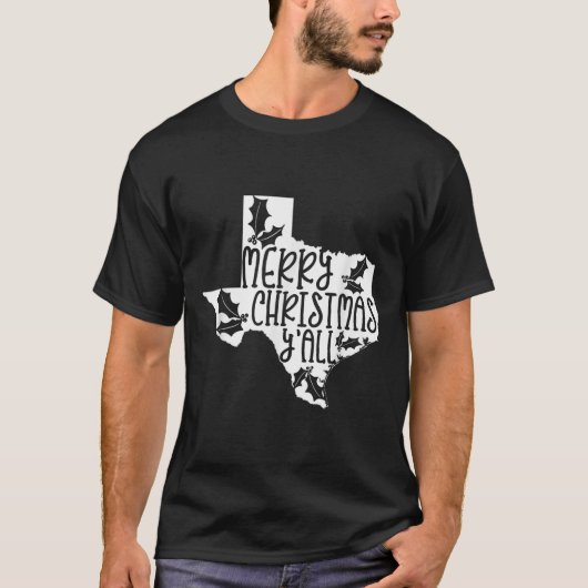 Merry Christmas Yall Texas Mistletoe White Graphic T-Shirt (Vorderseite)