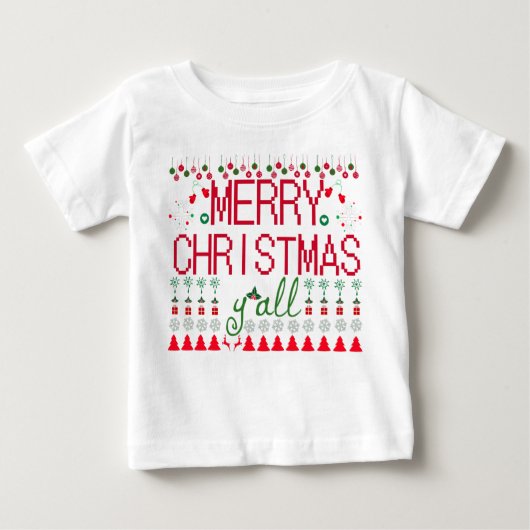 "Merry Christmas Y'all" Ugly Sweater Baby Tee (Vorderseite)