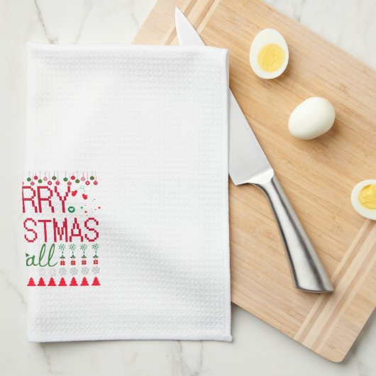 "Merry Christmas Y'all" Ugly Sweater Geschirrtuch (Viertel Falte)