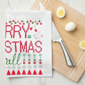"Merry Christmas Y'all" Ugly Sweater Geschirrtuch (Viertel Falte)