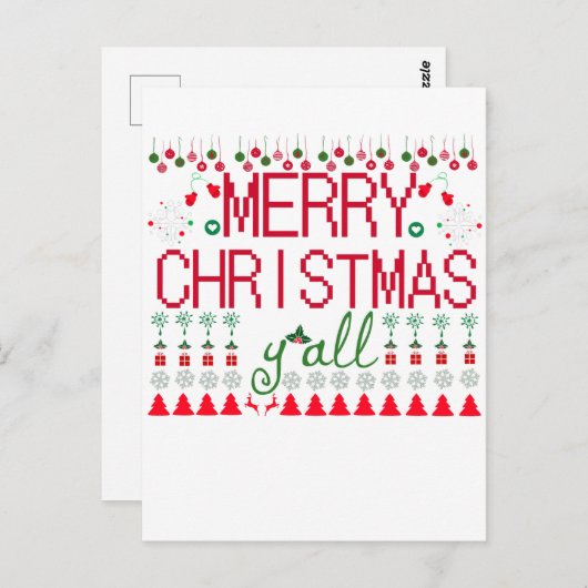 Merry Christmas Y'all Ugly Sweater Postkarte (Vorne/Hinten)