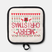 "Merry Christmas Y'all" Ugly Sweater Topflappen (Vorderseite)