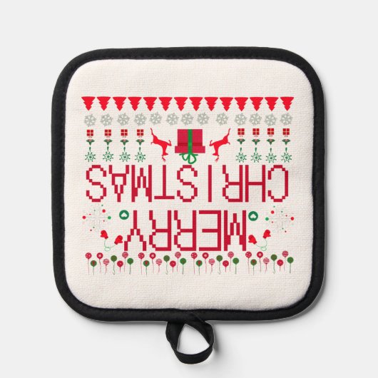 "Merry Christmas Y'all" Ugly Sweater Topflappen (Vorderseite)