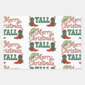Merry Christmas Yall Western Country Cowboy Xmas Geschenkpapier Set (Vorderseite)