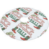 Merry Christmas Yall Western Country Cowboy Xmas Polyester Weihnachtsbaumdecke (Schrägansicht)