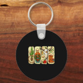 Merry Christmas Y'all Western Country Howdy Cowgir Schlüsselanhänger (Vorderseite)