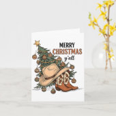 Merry Christmas Y'all Western Cowboy Boots Hat Xma Karte (Gelbe Blume)