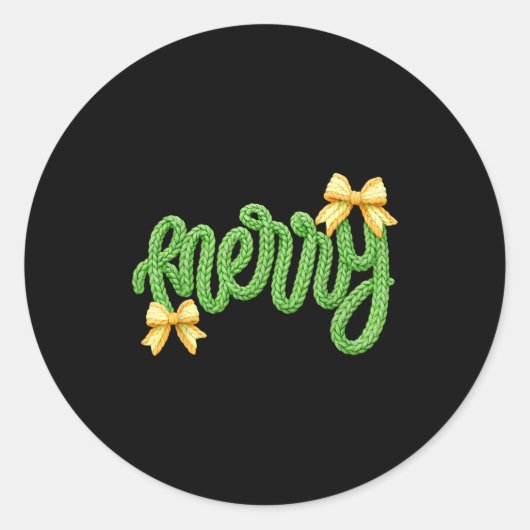 Merry Christmas Yarn Crochet Funny Xmas Pajamas Ho Runder Aufkleber (Vorderseite)