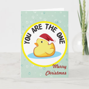 Merry Christmas yellow rubber duckie greeting card Feiertagskarte