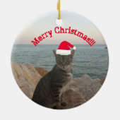 Merry Christmasb Cat Lover Keramik Ornament (Hinten)