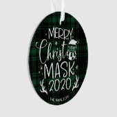 Merry ChristMask 2020 Niedlich Funny Covid Green Ornament (Vorderseite)