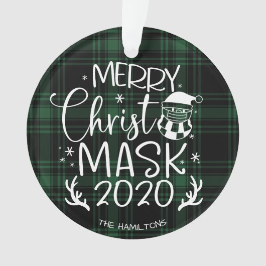 Merry ChristMask 2020 Niedlich Funny Covid Green Ornament (Vorderseite)