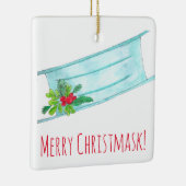 Merry Christmask Blue Face Mask Keramikornament (Rechts)