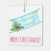Merry Christmask Blue Face Mask Keramikornament (Links)