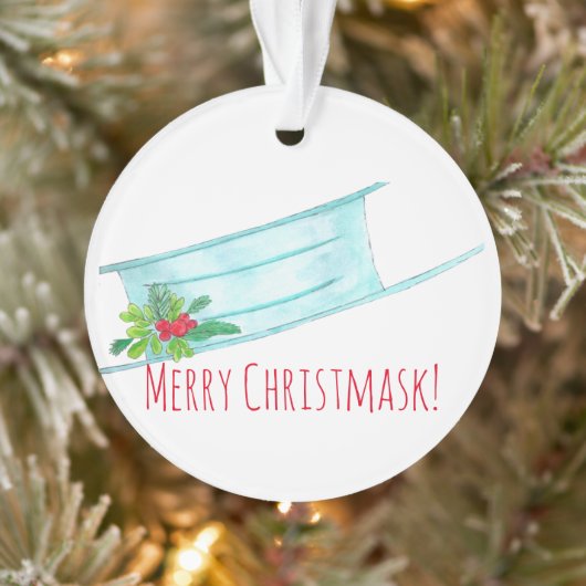 Merry Christmask Blue Face Mask Ornament (Baum)
