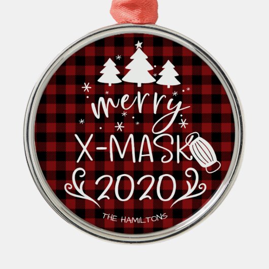 Merry ChristMask Funny 2020 Covid Pandemic Ornament Aus Metall (Vorne)