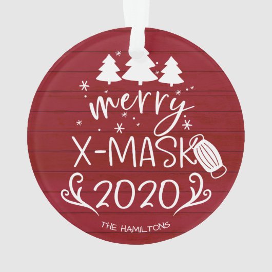 Merry ChristMask Funny 2020 Covid Pandemic Red Ornament (Rückseite)
