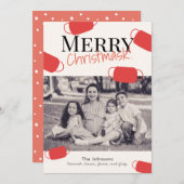 Merry Christmask Muster Weihnachtsfotokarte Feiertagskarte (Vorne/Hinten)