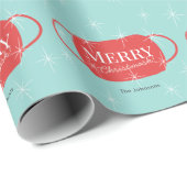 Merry Christmask Red Mask Pattern Blue Christmas Geschenkpapier (Rolleneckpunkt)