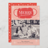 Merry Christmask Retro Pink Weihnachtsfotokarte Feiertagskarte (Vorne/Hinten)