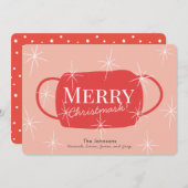 Merry Christmask Retro Pink Weihnachtskarte Feiertagskarte (Vorne/Hinten)