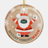 Merry Christmask Santa Mask & Toilet Paper Wood Keramik Ornament (Vorne)