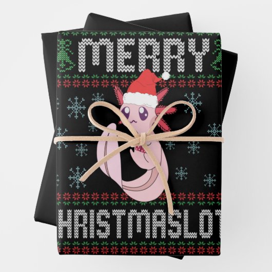Merry Christmaslotl Niedlich Axolotl Ugly Sweater  Geschenkpapier Set (Beispiel)