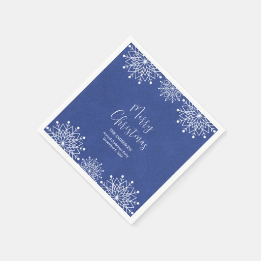 Merry Christmasse Snowflake Blue Paper Napkin Serviette (Ecke)