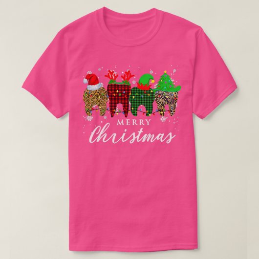 Merry Christmasth Weihnachtsmannmütze Leopard Clas T-Shirt (Design vorne)